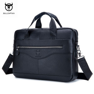 BULLCAPTAIN leather briefcase portable shoulder business bag 14.7 inch laptop bag