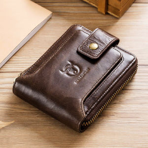 Mens Luxury Genuine Leather RFID Wallet Male Organizer Coin Purse Pockets Fashion Zipper Clamp Card Holder
