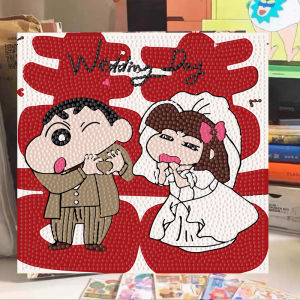 Liplasting พครอสติสคริสตัล Shin-chan Sanrio Kitty ภาพวาดเพชร ภาพวาดเพชร DIY ภาพวาดเพชร/ภาพปักเพชร/ภาพวาดปักเพชร ภาพติดเพชรพร้อมกรอบรูป 17X17/20X20CM Bojind