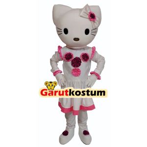 Kostum maskot badut hello kitty putih cantik setelan lucu karnaval