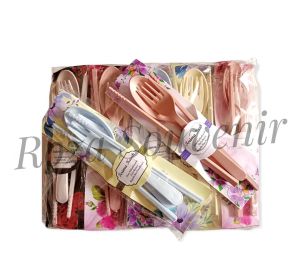 Isi 50 pcs Souvenir Pernikahan Ulang Tahun Khitanan Sendok Garpu Sumpit Go Green Lokal alas Shabby Kemasan Plastik