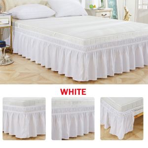 Pure Color Bed Skirts Without Bed Surface Elastic Band Ruffle Valance Drop Bed Skirt