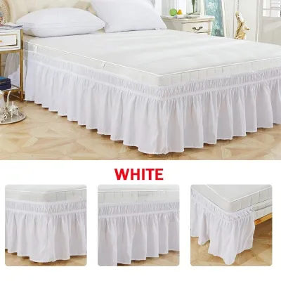 Elastic Bed Ruffles Soft Bed Skirt Elastic Band Ruffle Valance Drop Bedspread
