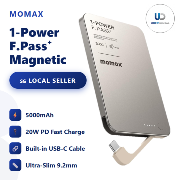 Momax 1-Power F.Pass⁺ 5000mAh Magnetic Battery Pack Power Bank | Built ...