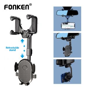 FONKEN Car 360° Rearview Mirror Universal Mobile Phone Holder GPS/Navigation Adjustable For Hanging Cellphone