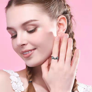 Women Panda Ring Cute Wrap Ring Adjustable Band Rings Stackable Finger Ring Cute Animal Panda Gift for Teen Girl