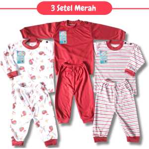 3 Setel Baju Bayi Set Oblong Lengan Celana Panjang Anak  3-15 Bulan Bahan Lembut Aluna