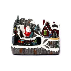 ตุ๊กตาบ้านในหมู่บ้านวันคริสต์มาสประดับดนตรีแบบหมุนได้ของตกแต่งงานปาร์ตี้สำหรับเป็นของขวัญงานเลี้ยงงานแต่งงานวันเกิดวันหยุด