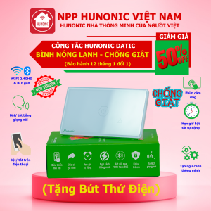 Công Tắc Chống Giật Wifi Hunonic Datic Công Suất Cao Cho Bình Nóng Lạnh HCN Bật Tắt Trên Điện Thoại Và Giọng Nói Tiếng Việt