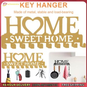 Winnereco Wall Key Holder Wall Mounted Key Holder 10 Hooks Self Adhesive Key Rack Multi-Function Key Hangers for Kitchen Garage