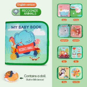 Aoduoyaya Baby Soft Cloth Book English Early Educational Animal Tails Learning Fabric Book Buku Kain Bayi Ramadan