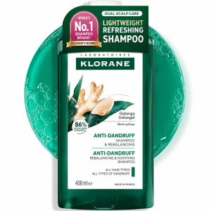 Klorane Galangal Ginger Anti Dandruff Shampoo 400ml Seborrheic Scalp Care Rebalancing Itch Relief Treatment
