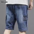 MOLAN Quần short nam mùa hè quần jean nam đơn giản quần đùi denim nam retro kiểu Mỹ dáng rộng dụng cụ nhẹ. 