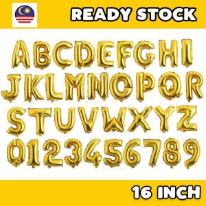 16 Inch - Silver Letters & Numbers Foiled ABC Balloons
