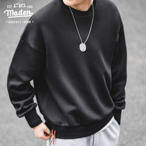 Maden brand tooling style 2023 new campus students simple youth sunshine boy Japanese retro gray drop shoulder space cotton sweater air layer male hoodless sweater