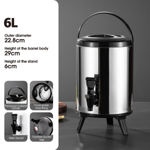 MODOFO Milk Tea Bucket Barrel Water Jug Stainless Thermos Jug w/ Faucet 8L 10L 12L