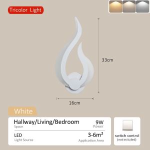 LED Modern Wall Lamp Tri Color Wall Light For Bedroom Living Room Hallway Lamps Bedside Night Lights