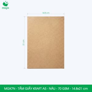 MGK7N - A5 - 70 gsm - 500 tờ giấy kraft nâu - Dùng gói hàng bọc quà làm nháp chèn lót chống sốc