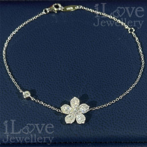 iLove Jewellery 925 Sterling Silver Flower Bracelet Zircon Cubic Zirconia 18K White Gold Plated Jewelry Diamond Gifts for Women Fashion ILB003