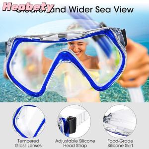 Heabety Swimming Eyewear Tempered Glass Adults Water Sports Equipment Snorkeling Scuba Diving Mask Transparent Large Frame Goggles