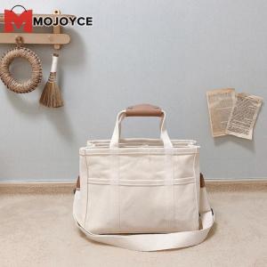 MOJOYCE Women Multi-pocket Casual Bag with Adjustable Strap Canvas Bag Shopping Bag Simple Mummy Bag for Shopping Work Daily Use