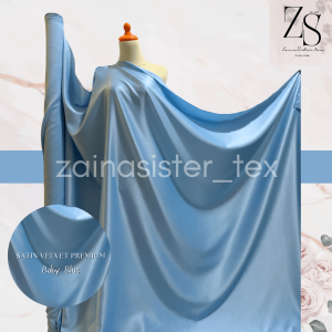 Kain Satin Velvet Premium Warna Baby Blue Bahan Seragaman Bahan Furing Bisa untuk Background Backdrop Foto Produk