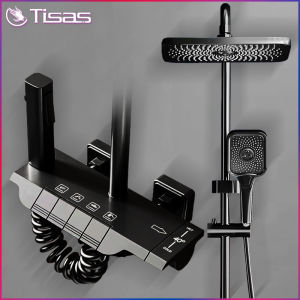 TISAS Stainless Steel Piano Shower Set For Bathroom With 4 Switchable Modes Water Outlet Elegant Hot And Cold Shower Set With Faucet 2 Way 4 in 1 Bathroom Shower Complete Set With Bidet Applicate To Water Heater