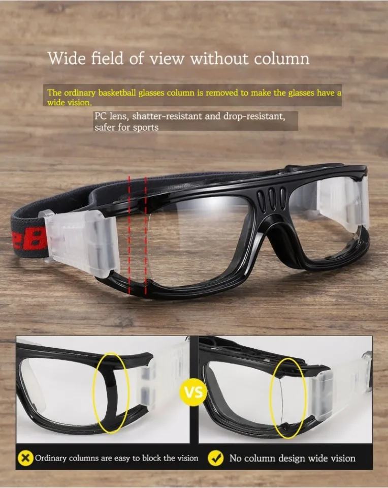 Basketball Goggles for Men Sports Glasses with Adjustable Elastic Band Big  Vision Eyeglasses for Soccer