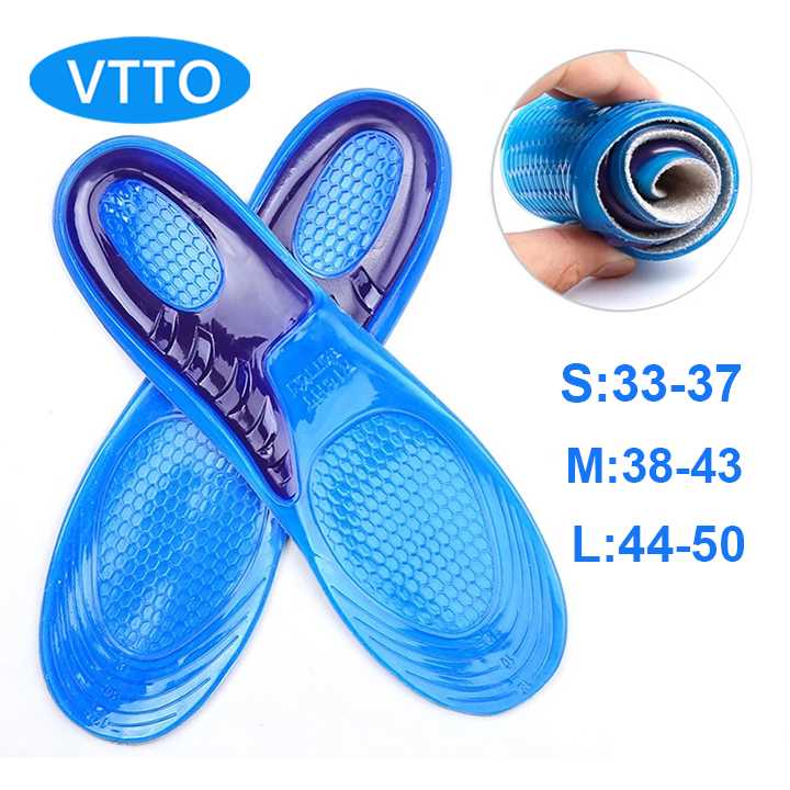 Silica Gel Orthotic Elastic Insoles Arch Support Shoe Pad Sport Running Gel  Insoles Insert Cushion for Men Women Size 33-48