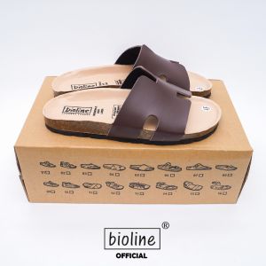 PUK04 - Dép Đế Trấu BIOLINE Official Quai Da Pu Chữ H Lót Pu Kem Chống Nước
