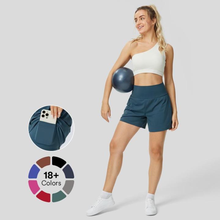 Super High Waisted Back Pocket & Side Hidden Pocket 2-in-1 Yoga Shorts 5''-Longer Length main image 1