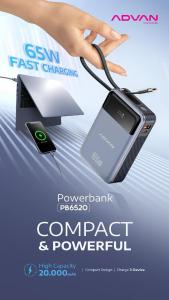 ADVAN Powerbank PB6520 20000 mAh Fast Charging 65W Type-C Quick Charge Power Bank