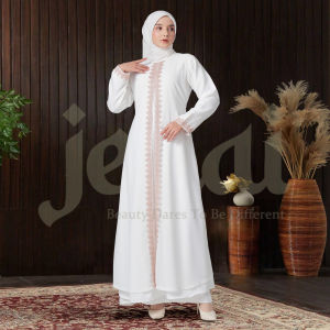 Dress Gamis Putih Wanita Muslim Terbaru BY JENAI Abaya Turkey Turki Mewah Elegan Gamis Abaya Kekinian