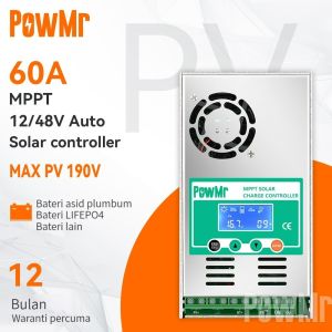 [Flash Sale]PowMr 100%MPPT 60A solar charge controller and Discharge Controller  12v 24v 36v and 48v precision 190vdc lcd fan with backlight Lead Acid Lithium Battery HHJ-60A