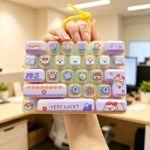 A7187 26 Keys Mechanical Keyboard Toy Hanging Gift Toy Stress Relief Fidget Toy Creative Transparent Bag Pendant Bag Charm
