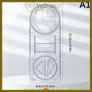 [Valitoo] Multi Functional 360 ° Movable Geometric Drawing Ruler For Primary School Mathematics Students Portable Transparent 3D Flat