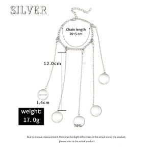 Punk Gelang Rantai Cincin Lima Jari Kombinasi Silver Untuk Pria Dan Wanita