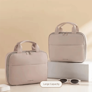 NUBE PU Makeup Bag Foldable Waterproof Travel Toiletry Bag Portable Dry and Wet Separation Women Wash Bag Cosmetic Pouch