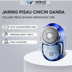 Alat Cukur Listrik Mini Pencukur Kepala Cincin Ganda Pria Baru Tahan Air Cepat Portabel