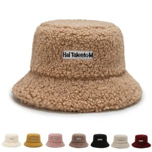 PTK52 Casual Comfortable Unique Outdoor Autumn And Winter Temperament Korean Style Hat Women Bucket Hat Fashion Design Lamb Wool Fisherman Hat