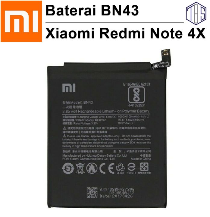 Xiaomi Baterai BN43 (4000mAh) Battery Redmi Note 4X Original