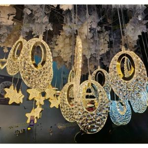 5PCS Wedding Ceiling Decoration Lamp Sea Urchin Chandelier Crystal Luminous Transparent Bird Warm Light Wedding Scene Layout Props