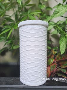 Chậu Mây Đan Ống Cao 27x50cm Trồng Hoa Nhựa Dày Màu Trắng