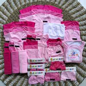 40 Pcs Seri pink Perlengkapan Baju Bayi Baru Lahir Newborn Kado Gift Set Paket Kumplit
