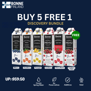 Bonne Finland Premium Juice Bundle 1L x6 (Buy 5 FREE 1) | Try 6 Nordic Flavours | No Preservatives No Artificial Additives Halal Finnish Juice