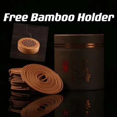 【SG SELLER】Natural Coil Incense Artemisia Argyi (艾草) Sandalwood (檀香) Agarwood (沉香) Coil 48 Pcs [FREE] Bamboo Incense Holder Order Above 2 Boxes. The Nature Sense Helping in your Mosquito repellent problem Sleeping Quality Calm and Focus