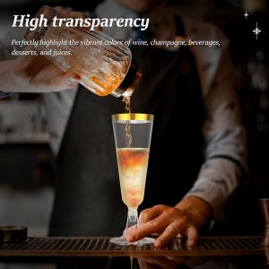 50 Pack Plastic Champagne Flutes Gold Rimmed5 Oz Unbreakable Clear Toasting Glasses Tall Recyclable Wedding Party Bulk Cocktail Cups