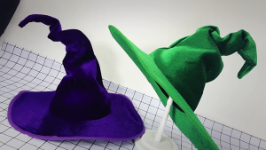 Oversized Twisted Witch Hat With Soft Nylon Fabric Poseable Design For Adult Halloween Costume Parties And Cosplay Event