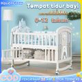 LC - Tempat Tidur Bayi Multifungsi 0-12 Tahun Box Bayi Multifungsi & Hemat Tempat, Kayu Solid Premium. 
