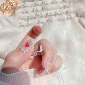 Hàng sẵn có 1PC 26 Chữ Chữ Cái Vốn Pha Lê Chữ Nhẫn đá Cubic Zirconia nhẫn có thể điều chỉnh Bảng Chữ Cái Nhẫn Phụ Nữ Nhẫn